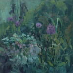 "Alliums and bronze fennel" Oil on linen 50cm x 50cm SOLD