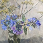 “Fennel, poppyheads and hydrangeas” Oil on canvas 50cm x 60cm SOLD