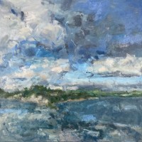“Tide running over Ballyhenry causeway” Oil on canvas 50cm x 50cm x 4cm